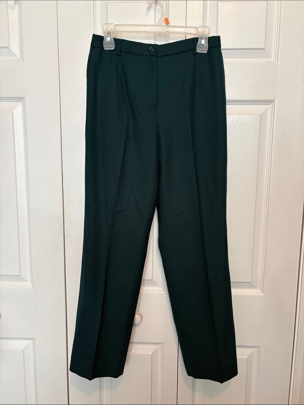 100% Virgin Wool Pendleton Forest Green Straight-Leg Women's Pants Woolen Cozy